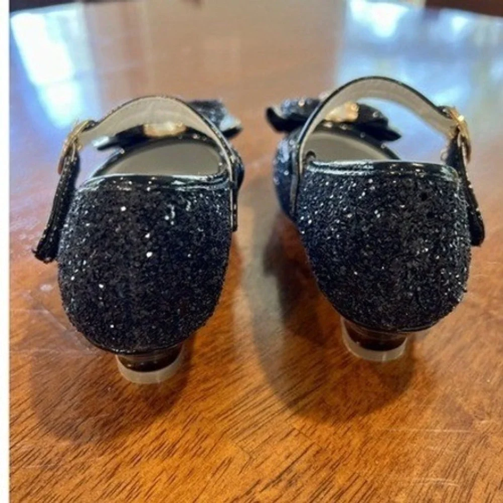 Walofou Glitter Girls Princess Shoes Elegant Sparkly Mary Jane Bow Accent Size 9